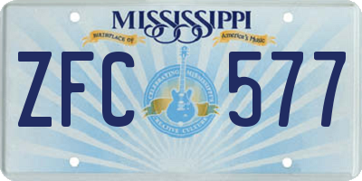 MS license plate ZFC577
