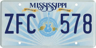 MS license plate ZFC578