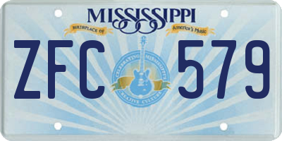 MS license plate ZFC579