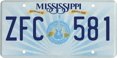 MS license plate ZFC581