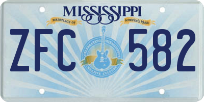 MS license plate ZFC582
