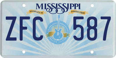 MS license plate ZFC587