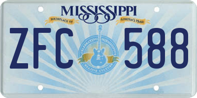 MS license plate ZFC588