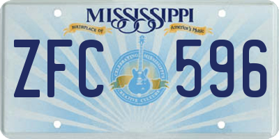 MS license plate ZFC596