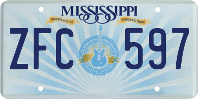 MS license plate ZFC597