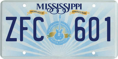 MS license plate ZFC601