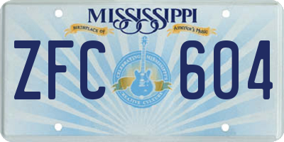 MS license plate ZFC604