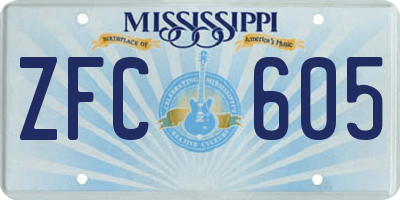 MS license plate ZFC605