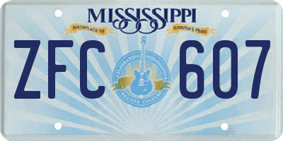 MS license plate ZFC607