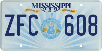 MS license plate ZFC608