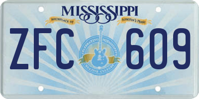 MS license plate ZFC609