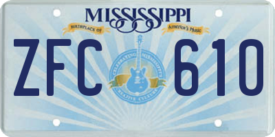 MS license plate ZFC610