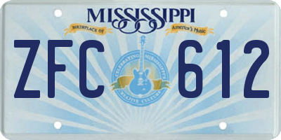MS license plate ZFC612