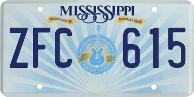 MS license plate ZFC615