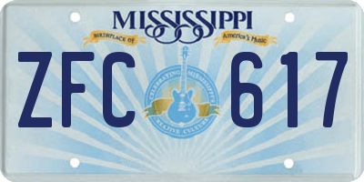 MS license plate ZFC617