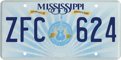 MS license plate ZFC624