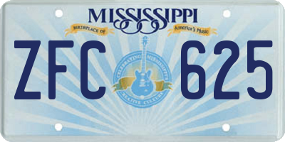 MS license plate ZFC625