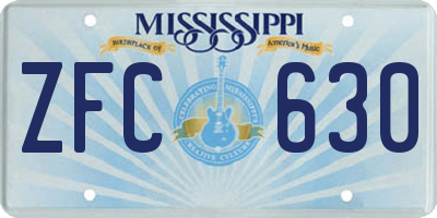 MS license plate ZFC630