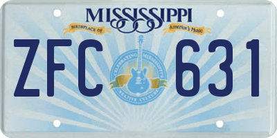 MS license plate ZFC631