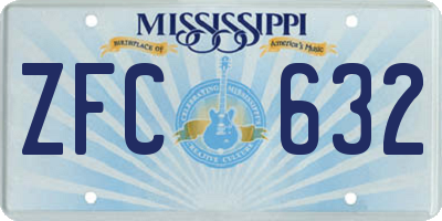 MS license plate ZFC632