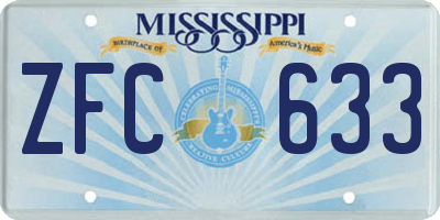 MS license plate ZFC633