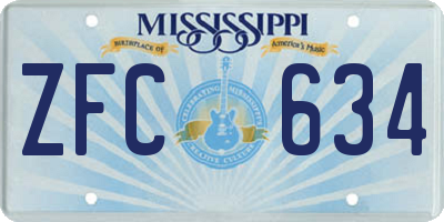 MS license plate ZFC634