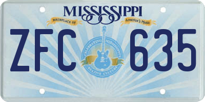MS license plate ZFC635