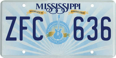 MS license plate ZFC636