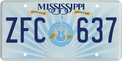 MS license plate ZFC637
