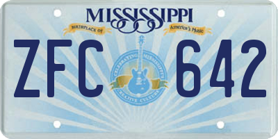 MS license plate ZFC642