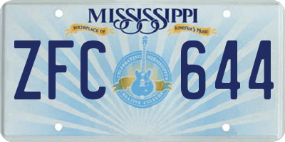 MS license plate ZFC644