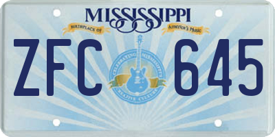 MS license plate ZFC645