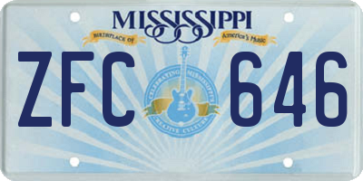 MS license plate ZFC646