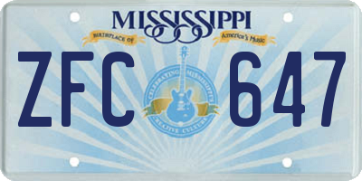 MS license plate ZFC647