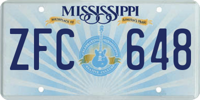 MS license plate ZFC648