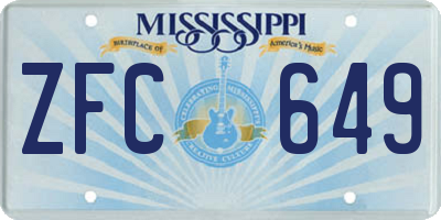 MS license plate ZFC649