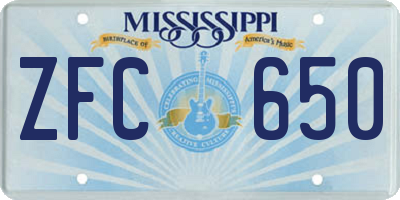MS license plate ZFC650
