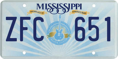 MS license plate ZFC651