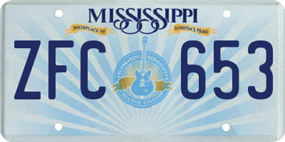 MS license plate ZFC653