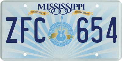 MS license plate ZFC654