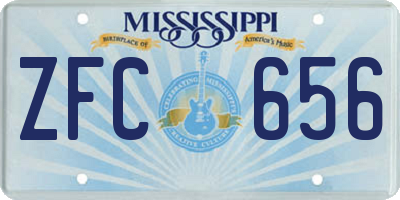 MS license plate ZFC656