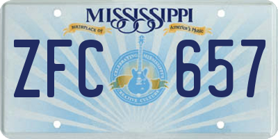 MS license plate ZFC657