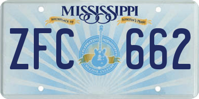 MS license plate ZFC662