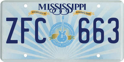 MS license plate ZFC663