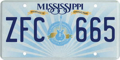 MS license plate ZFC665