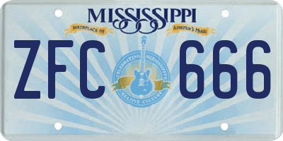 MS license plate ZFC666