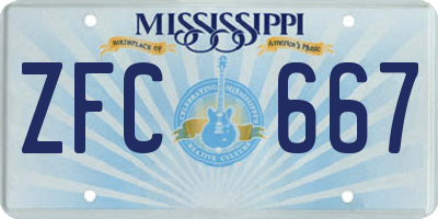 MS license plate ZFC667