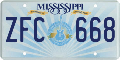 MS license plate ZFC668