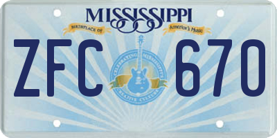 MS license plate ZFC670