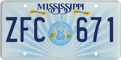 MS license plate ZFC671